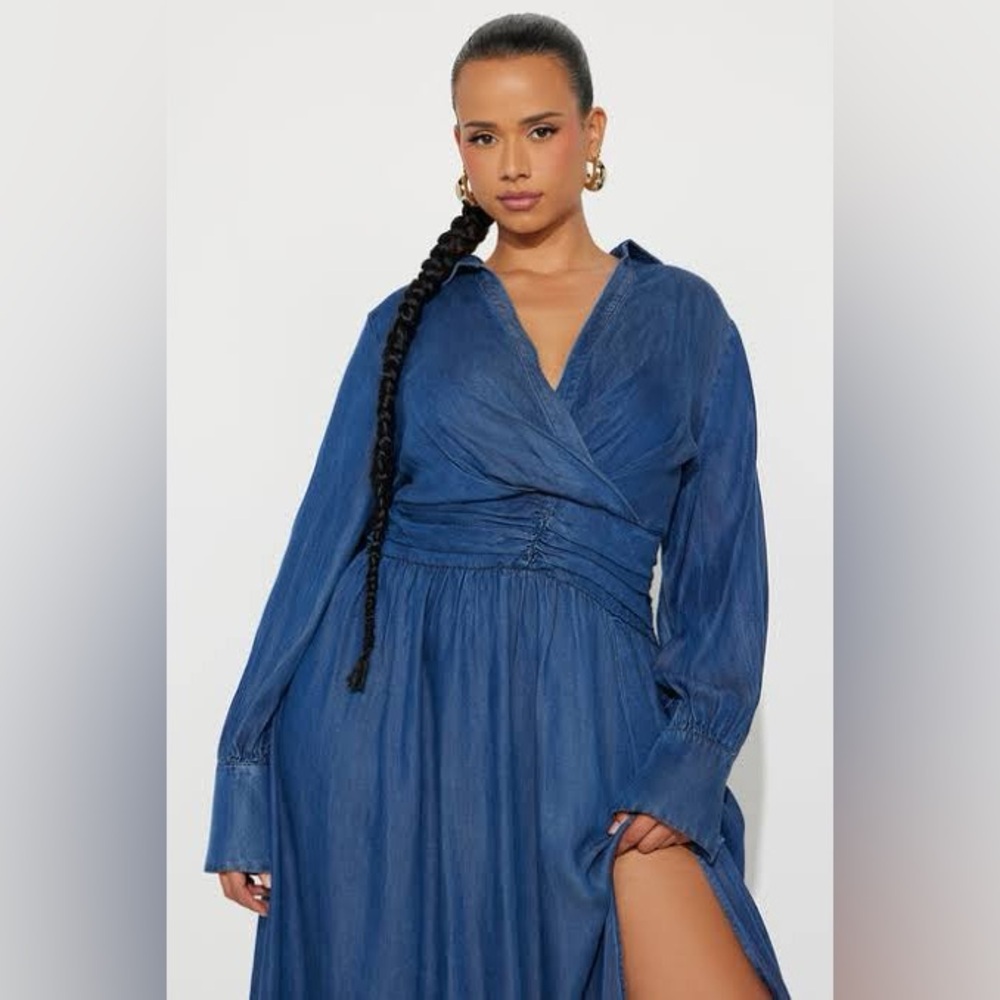 Elegant Blue Denim Dress